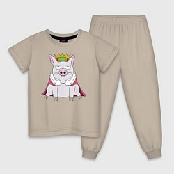 Пижама хлопковая детская Король, цвет: миндальный