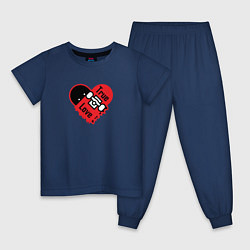 Пижама хлопковая детская Настоящая Любовь Скейтборд, цвет: тёмно-синий