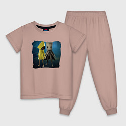 Пижама хлопковая детская LittleNightmares2, цвет: пыльно-розовый