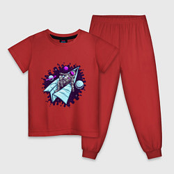 Пижама хлопковая детская Астронавт на самолетике, цвет: красный
