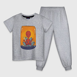 Пижама хлопковая детская Alien Meditation, цвет: меланж