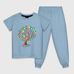 Пижама хлопковая детская Древо познания, цвет: мягкое небо