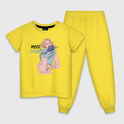 Пижама хлопковая детская Весеннее настроение, цвет: желтый