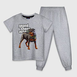 Пижама хлопковая детская ЧОП - ротвейлер из GTA 5, цвет: меланж