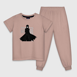 Пижама хлопковая детская Темнее черного, цвет: пыльно-розовый