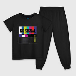 Пижама хлопковая детская Vaporwave No Signal TV, цвет: черный