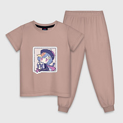 Пижама хлопковая детская Ци Ци, цвет: пыльно-розовый