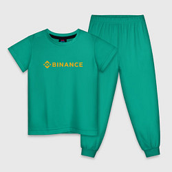 Пижама хлопковая детская BINANCE БИНАНС БИРЖА СПИНА, цвет: зеленый