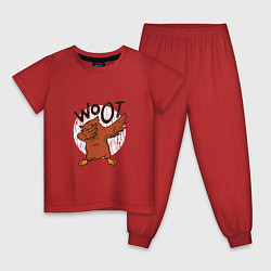 Пижама хлопковая детская Dabbing Owl, цвет: красный