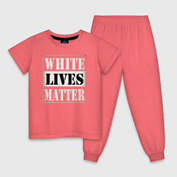 Пижама хлопковая детская White lives matters, цвет: коралловый