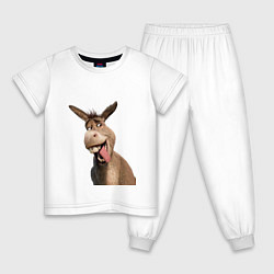 Пижама хлопковая детская Шрек: Осел, цвет: белый