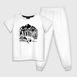 Пижама хлопковая детская Остров Сахалин, цвет: белый