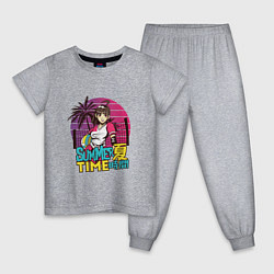 Пижама хлопковая детская Аниме Summer Time, цвет: меланж