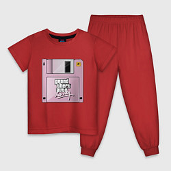 Пижама хлопковая детская Дискета GTA, цвет: красный
