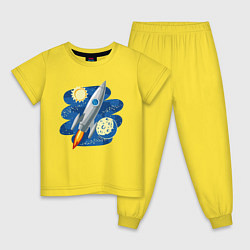 Пижама хлопковая детская Ракета, цвет: желтый
