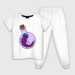 Пижама хлопковая детская Лабораторная медуза, цвет: белый
