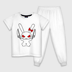 Пижама хлопковая детская Зайка с ножами, цвет: белый