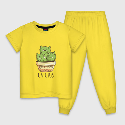 Детская пижама Котики Кактусы Catctus / Желтый – фото 1