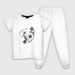 Пижама хлопковая детская Котёнок и Щенок, цвет: белый