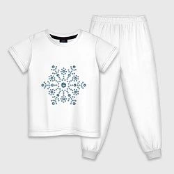 Пижама хлопковая детская Снежинка стразы кристаллы, цвет: белый