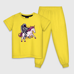 Пижама хлопковая детская Космонавт на единороге, цвет: желтый