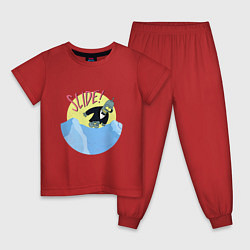 Пижама хлопковая детская Slide Bender, цвет: красный