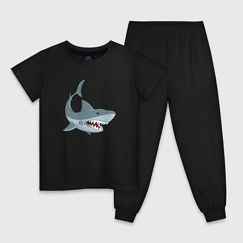 Детская пижама Агрессивная акула / Черный – фото 1