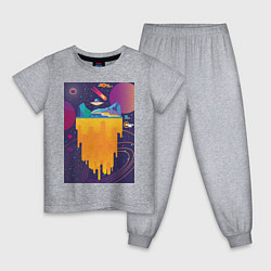 Пижама хлопковая детская Space Flat, цвет: меланж