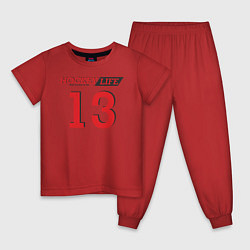 Пижама хлопковая детская Hockey life Number series, цвет: красный