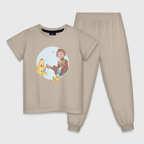 Детская пижама Манки и Банан / Миндальный – фото 1