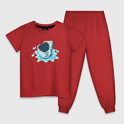 Пижама хлопковая детская Акула, цвет: красный