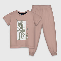 Пижама хлопковая детская Nier replicant, цвет: пыльно-розовый
