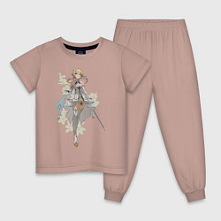 Пижама хлопковая детская Люмин с цветами, цвет: пыльно-розовый