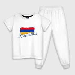 Пижама хлопковая детская Armenia Flag, цвет: белый