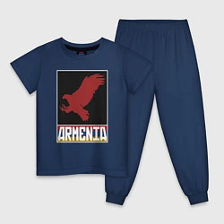 Пижама хлопковая детская Орёл - Армения, цвет: тёмно-синий