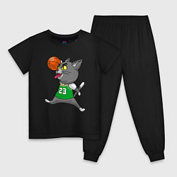 Пижама хлопковая детская Jordan Cat, цвет: черный
