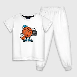 Пижама хлопковая детская Basket Music, цвет: белый