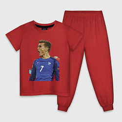 Пижама хлопковая детская Antoine Griezmann, цвет: красный