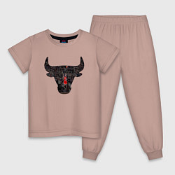Пижама хлопковая детская Bulls - Jordan, цвет: пыльно-розовый
