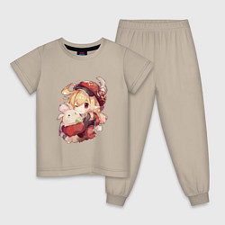 Пижама хлопковая детская Милашка Кли, цвет: миндальный