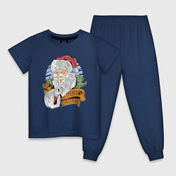 Пижама хлопковая детская Merry Christmas, цвет: тёмно-синий