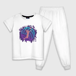 Пижама хлопковая детская Violet Volleyball, цвет: белый