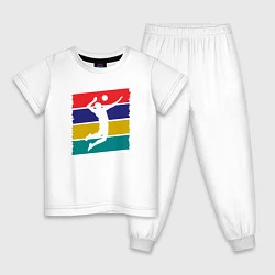 Пижама хлопковая детская Color Volley, цвет: белый