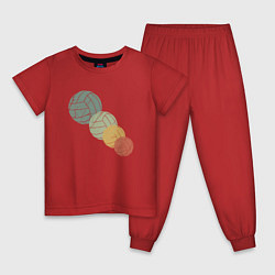 Пижама хлопковая детская Мячики, цвет: красный