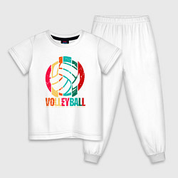 Пижама хлопковая детская Волейбол, цвет: белый