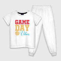 Пижама хлопковая детская Game Day Vibes, цвет: белый
