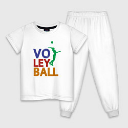 Пижама хлопковая детская Game Volleyball, цвет: белый