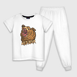 Пижама хлопковая детская Дикий медведь, цвет: белый