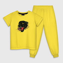 Пижама хлопковая детская Голова пантеры, цвет: желтый