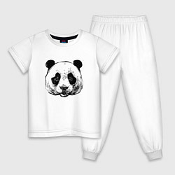 Пижама хлопковая детская Голова панды, цвет: белый